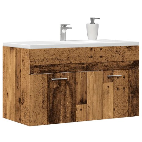 Wastafelkast 90x38,5x46 cm bewerkt hout oud houtkleurig 1