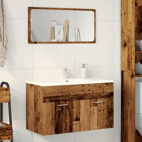 Wastafelkast 90x38,5x46 cm bewerkt hout oud houtkleurig 3