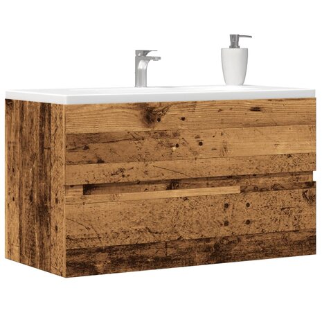 Wastafelkast 90x38,5x45 cm bewerkt hout oud houtkleurig 1