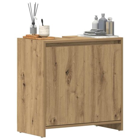 Wastafelkast 60x33x60 cm bewerkt hout artisanaal eikenkleurig 1