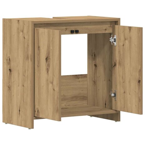 Wastafelkast 60x33x60 cm bewerkt hout artisanaal eikenkleurig 6