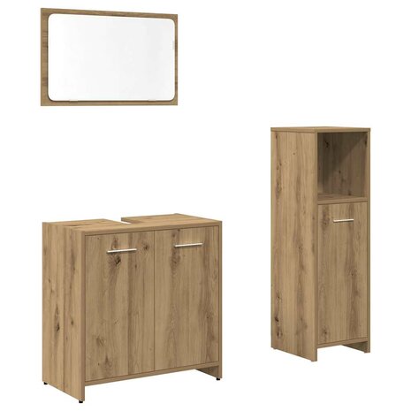 3-delige Badkamermeubelset bewerkt hout artisanaal eikenkleur 2