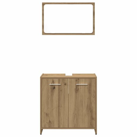 3-delige Badkamermeubelset bewerkt hout artisanaal eikenkleur 5