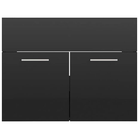 2-delige Badkamermeubelset bewerkt hout hoogglans zwart 8