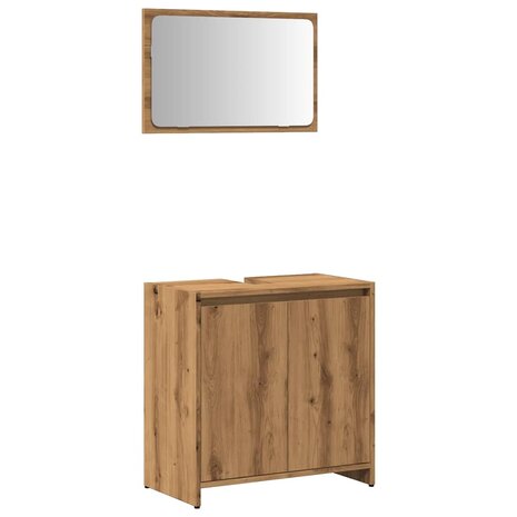 2-delige Badkamermeubelset bewerkt hout artisanaal eikenkleur 2
