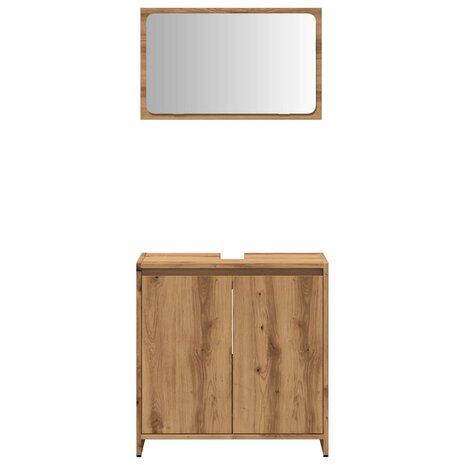 2-delige Badkamermeubelset bewerkt hout artisanaal eikenkleur 4