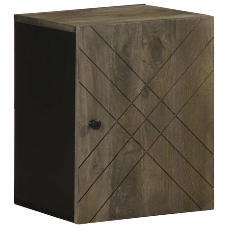 Badkamerkast wandgemonteerd 38x33x48 cm massief mangohout zwart 1