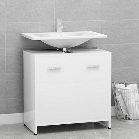 Badkamerkast 60x33x61 cm bewerkt hout wit 1