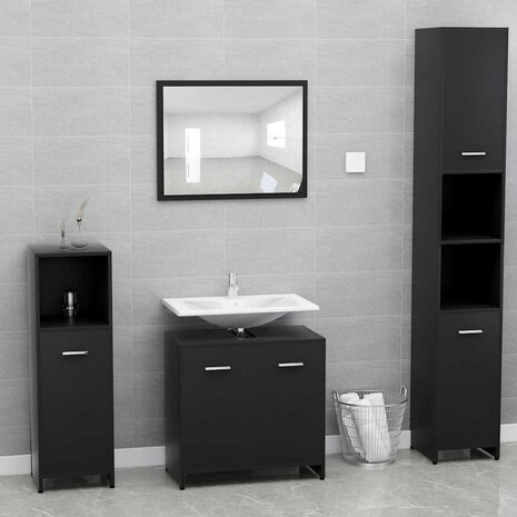 Badkamerkast 60x33x61 cm bewerkt hout zwart 9