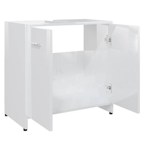 Badkamerkast 60x33x61 cm bewerkt hout hoogglans wit 5
