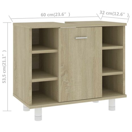Badkamerkast 60x32x53,5 cm bewerkt hout sonoma eikenkleurig 9