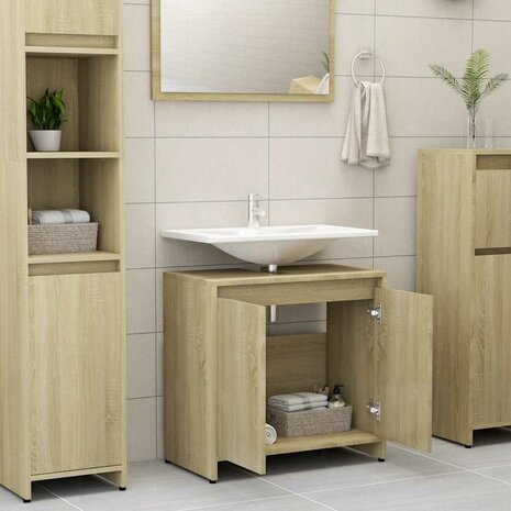 Badkamerkast 60x33x61 cm bewerkt hout sonoma eikenkleurig 3