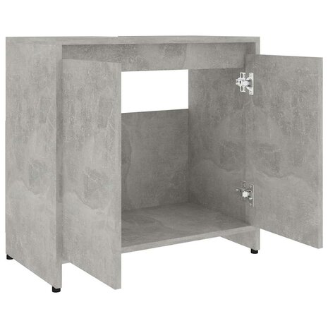 Badkamerkast 60x33x61 cm bewerkt hout betongrijs 5