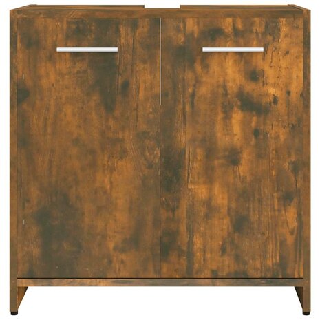 Badkamerkast 60x33x60 cm bewerkt hout gerookt eikenkleurig 5