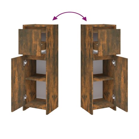Badkamerkast 30x30x95 cm bewerkt hout gerookt eikenkleurig 6