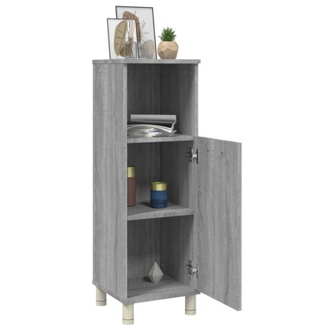 Badkamerkast 30x30x95 cm bewerkt hout grijs sonoma eikenkleurig 5
