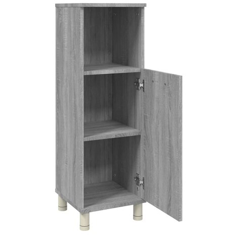 Badkamerkast 30x30x95 cm bewerkt hout grijs sonoma eikenkleurig 6