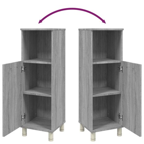 Badkamerkast 30x30x95 cm bewerkt hout grijs sonoma eikenkleurig 9