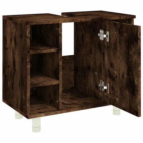 Badkamerkast 60x32x53,5 cm bewerkt hout gerookt eikenkleurig 7