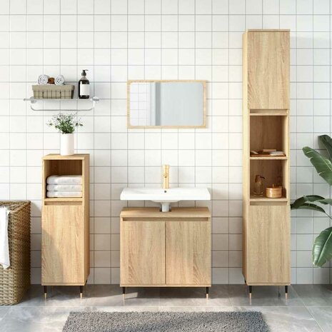Badkamerkast 58x33x60 cm bewerkt hout sonoma eikenkleurig 1