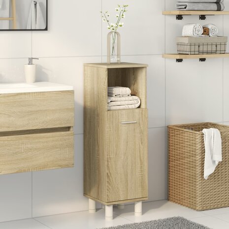 Badkamerkast 30,5x30x95 cm bewerkt hout sonoma eikenkleurig 3