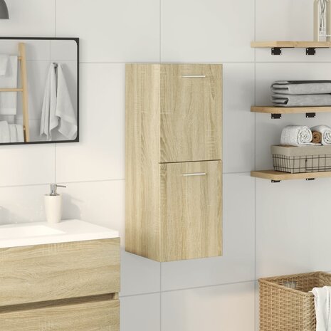 Badkamerkast 30x30x80 cm spaanplaat sonoma eikenkleurig 3