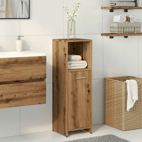 Badkamerkast 30x30x95 cm bewerkt hout artisanaal eikenkleur 3