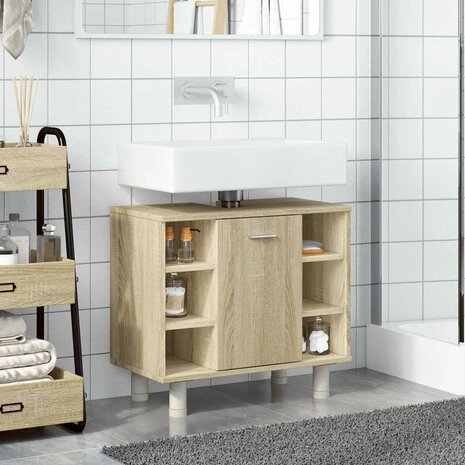 Badkamerkast 60x32x53,5 cm spaanplaat sonoma eikenkleurig 3