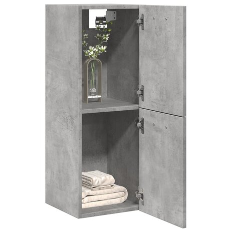 Badkamerwandkast 30x30x80 cm bewerkt hout betongrijs 3