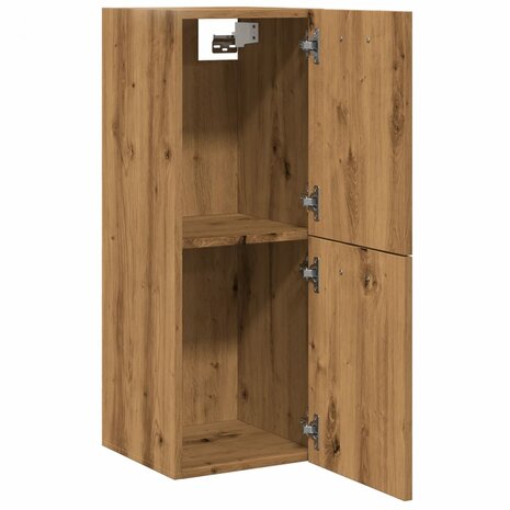 Badkamerwandkast 30x30x80 cm bewerkt hout artisanaal eikenkleur 5