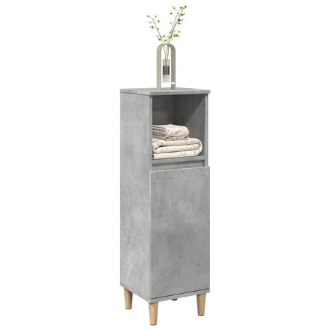 Badkamerkast 30x30x100 cm bewerkt hout betongrijs 3