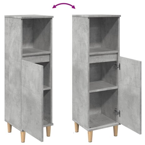 Badkamerkast 30x30x100 cm bewerkt hout betongrijs 8
