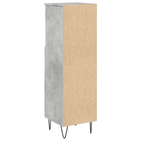 Badkamerkast 30x30x100 cm bewerkt hout betongrijs 6