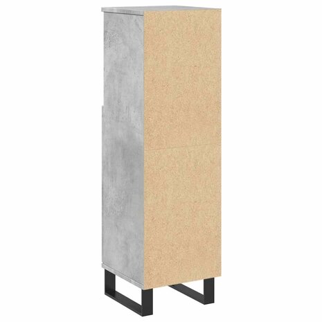 Badkamerkast 30x30x100 cm bewerkt hout betongrijs 6