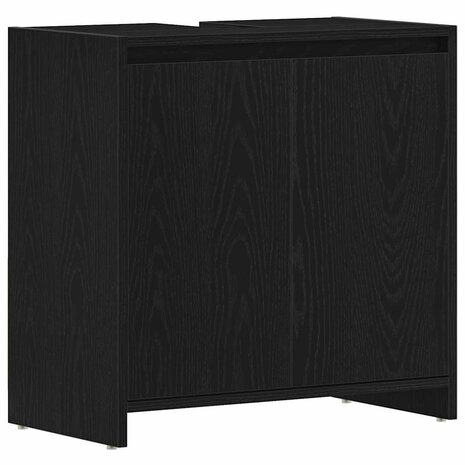 Badkamerkast 60x33x60 cm spaanplaat zwart eikenkleurig 2