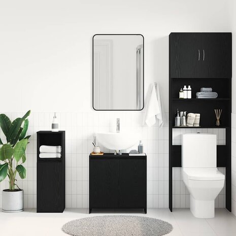 Badkamerkast 60x33x60 cm spaanplaat zwart eikenkleurig 3