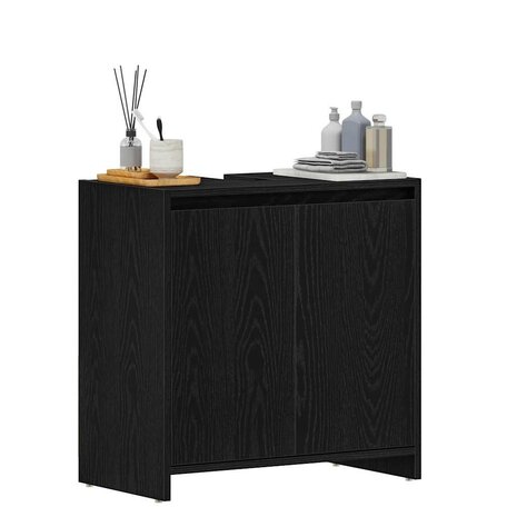 Badkamerkast 60x33x60 cm spaanplaat zwart eikenkleurig 4