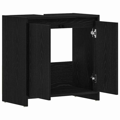 Badkamerkast 60x33x60 cm spaanplaat zwart eikenkleurig 5