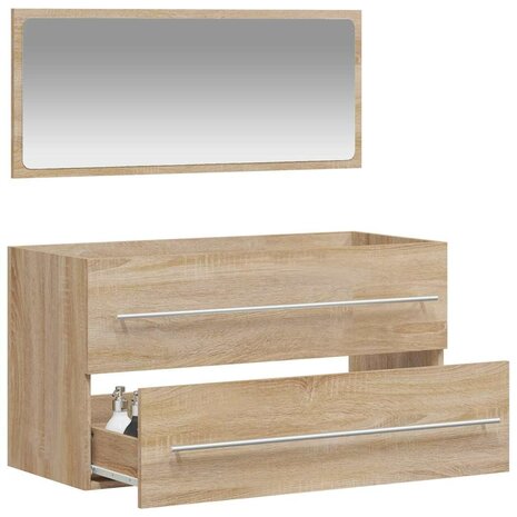 Badkamerkast met spiegel bewerkt hout sonoma eikenkleurig 3