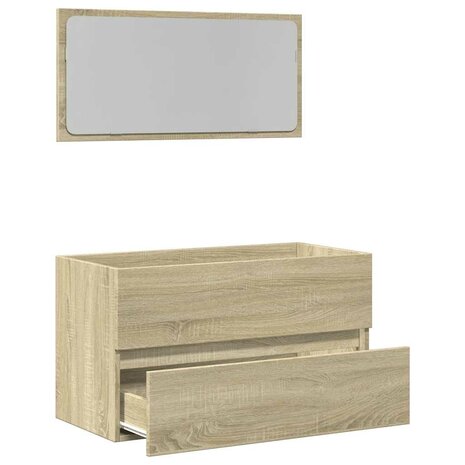 Badkamerkast met spiegel 80x38,5x45 cm sonoma eikenkleurig 8