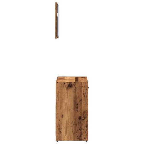 Badkamerkast met spiegel bewerkt hout oud houtkleurig 5