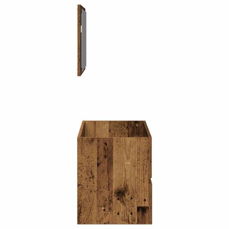 Badkamerkast met spiegel bewerkt hout oud houtkleurig 5