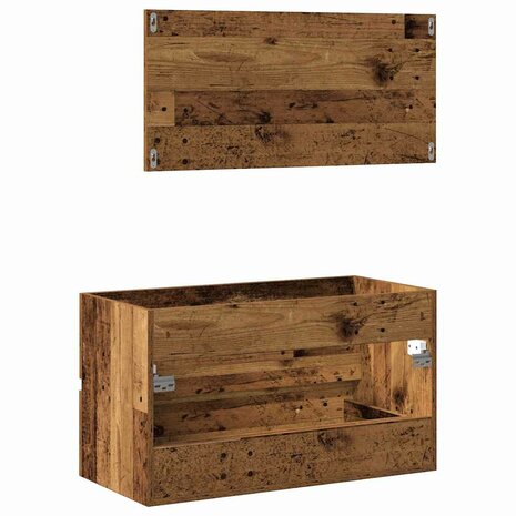 Badkamerkast met spiegel bewerkt hout oud houtkleurig 6