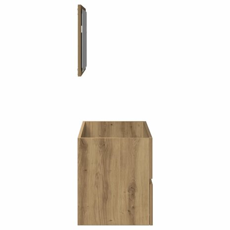 Badkamerkast met spiegel bewerkt hout artisanaal eikenkleurig 5