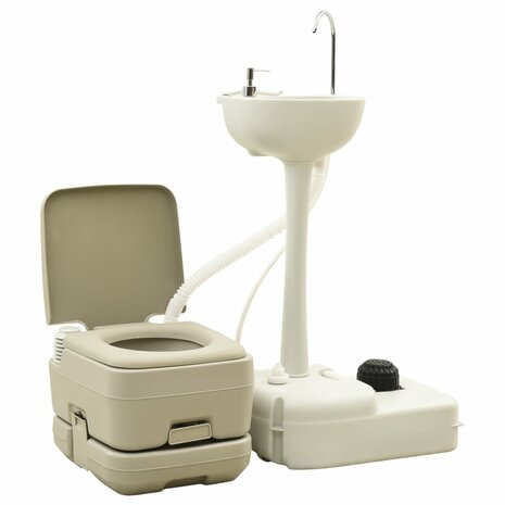 Kampeertoilet- en wasbakset 10+10 en 20 L grijs 1
