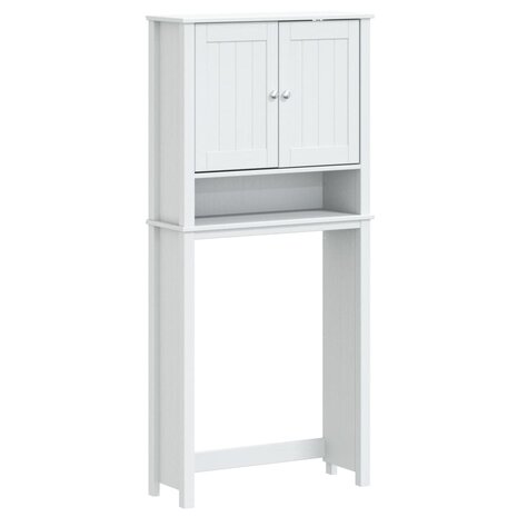 Wasmachinekast BERG 76x27x164,5 cm massief hout wit 2