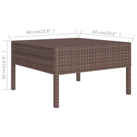 2-delige Loungeset met kussens poly rattan bruin 6