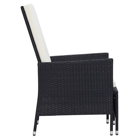 2-delige Loungeset met kussens poly rattan zwart 5