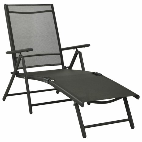 3-delige Loungeset textileen en aluminium zwart 3