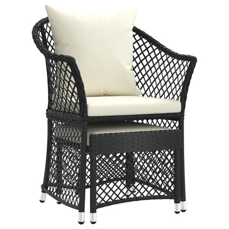 2-delige Loungeset met kussens poly rattan zwart 3